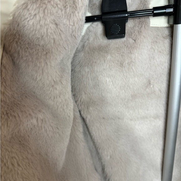 Zara Kids Unisex Beige Waterproof Rubberized Raincoat Hooded Jacket Faux Fur - Picture 5 of 7